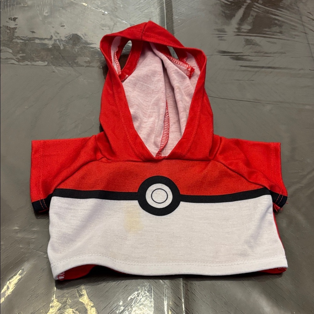 Build a Bear Red and White Hooded Pokémon Pet Shirt or Plushy Shirt